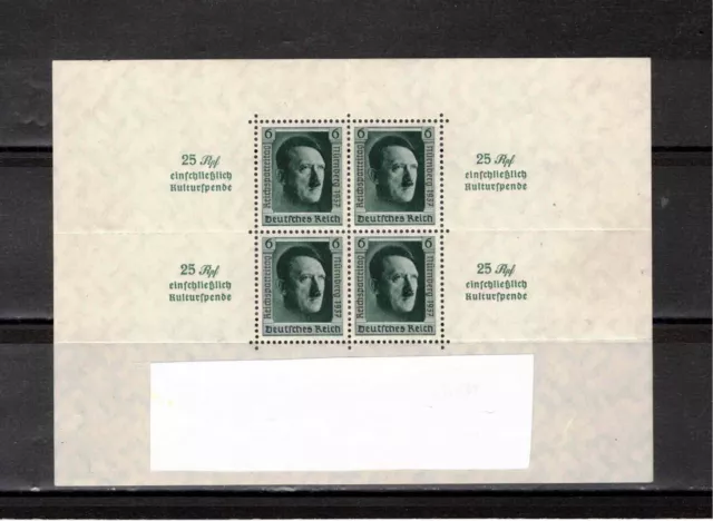 Dt. Reich 1937 Reichsparteitag Block 11 gem. Mi. 650 postfrisch m. Falzabdruck