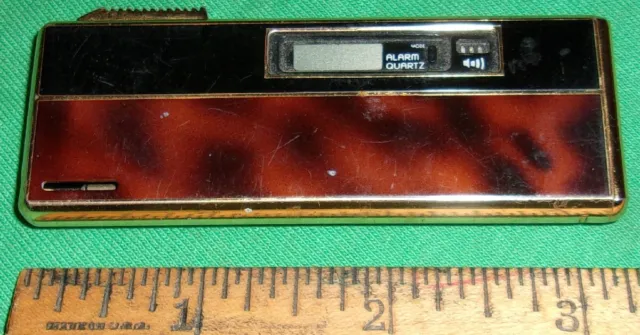 Cool Old COLIBRI Quartz Alarm Clock Slim BUTANE LIGHTER 1970's Japan ~Uncommon~