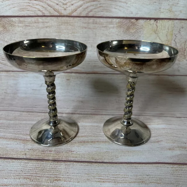 Vintage F.B. Rogers Silverplate Martini Champagne Goblet Chalice Spain Set of 2