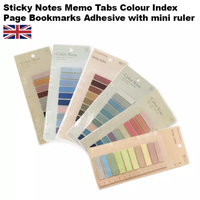 Sticky Notes Memo Tabs Colour Index Page Bookmarks Adhesive 400 notes/set UK