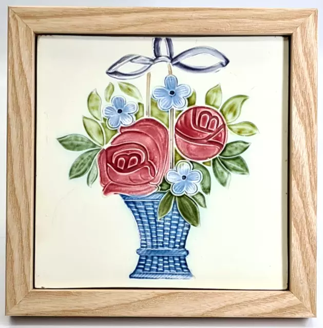 Antique Art Nouveau Ceramic Pottery Tile Floral Pattern Georg Schmider C1900