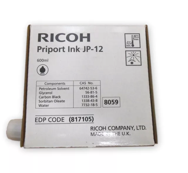 Original Ricoh Ink JP-12 black für JP 1030 1210 1225 1230 1235 3000 817104 neu B