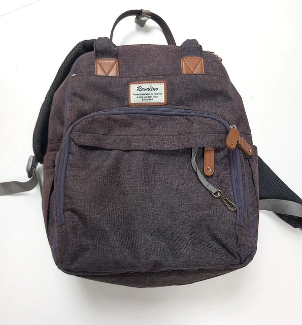 Ruvalino Gray Brown Multifunction Travel Maternity Back Pack Diaper Bag Used