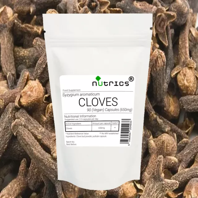 Nutrics® CLOVE 650mg x 90 Vegan Capsules CLOVES Syzygium aromaticum 100% Pure