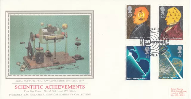 (109416) Scientific Achievements GB PPS Sothebys FDC Marconi Chelmsford 1991