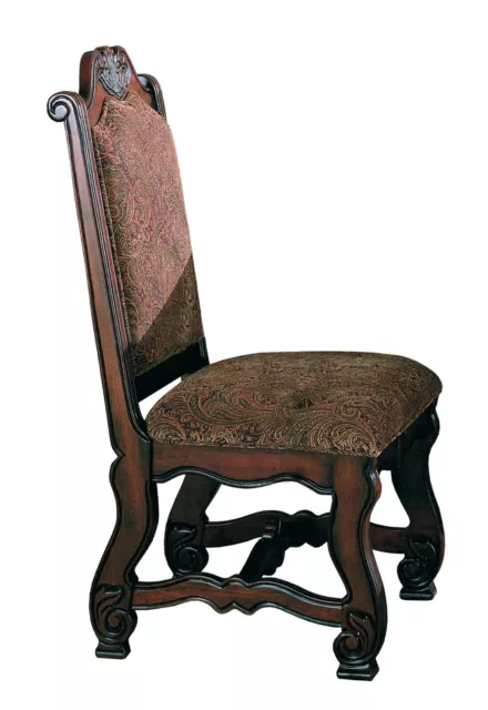 Traditional Formal 2pc Dining Size Chairs Cherry Brown Finish Carved Solid Wood