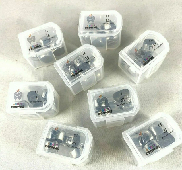 Kit De Couronnes Dentaires Permanentes En Acier Inoxydable Pour Molaires Adultes - Toutes Tailles, 5 Par Pack