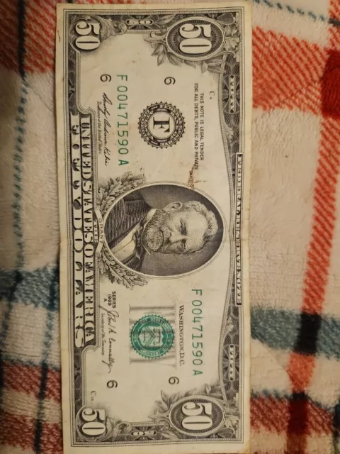 1969 (A) $50 Fifty Dollar Federal Reserve SERIES A Note  Dollar Bill