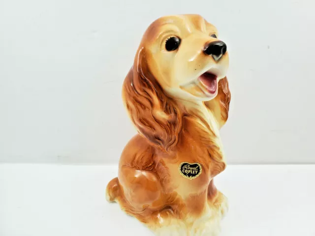 Vintage Royal Copley Happy Puppy Dog Cocker Spaniel Figurine Pottery 1950s