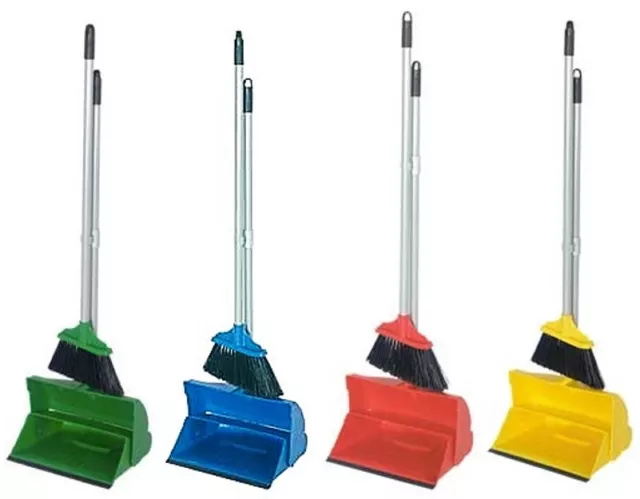 Industrial Long Handled Dustpan and Brush Colour Coded Lobby Hygienic Set