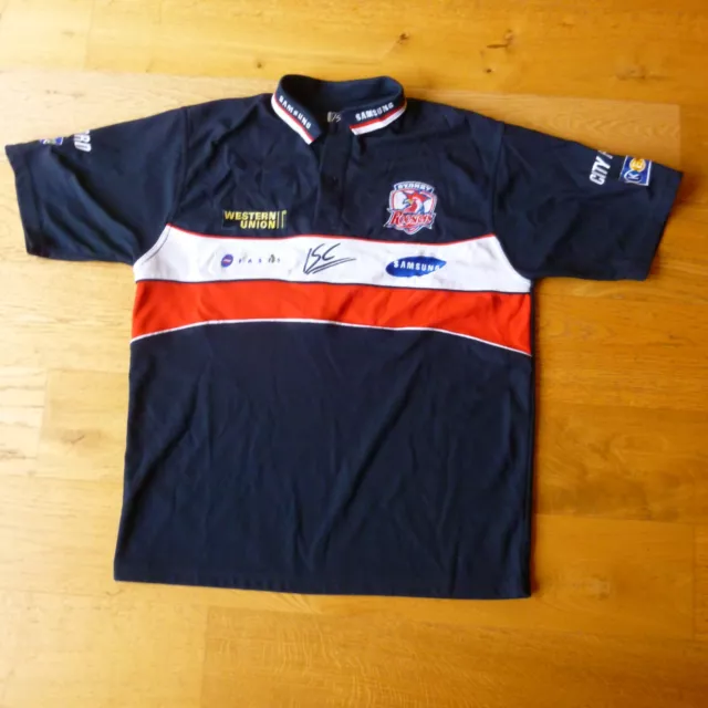 Sydney Roosters NRL Team Vintage Early 2000s Polo Shirt Blue Size S Small READ!!