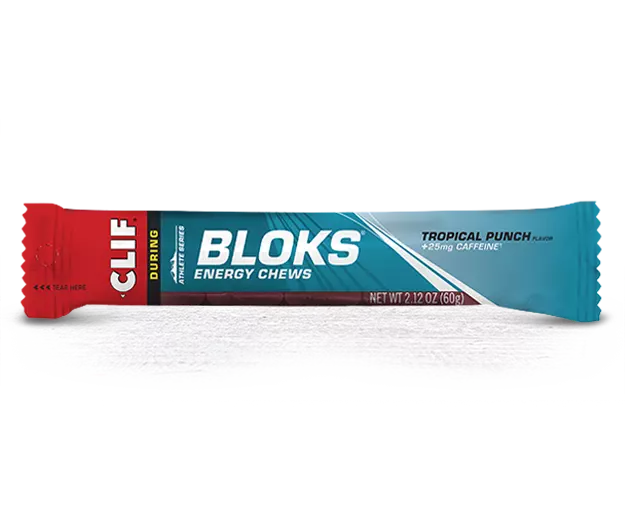 Clif Shot Bloks Energy Chew - Tropical Punch with 25mg Caffeine - Single