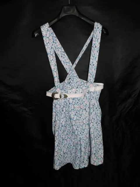 Vintage Byer L Blue Pink Floral Romper Overall Shorts High Rise Jumpsuit Cotton