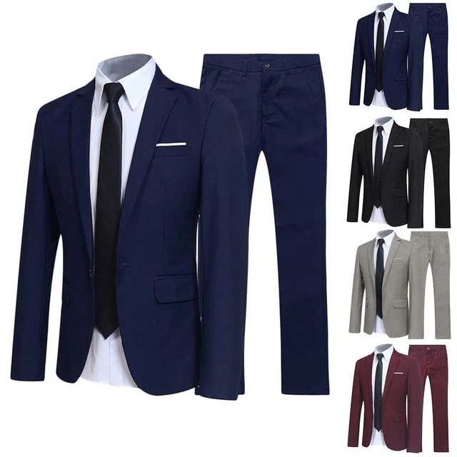 Ensemble de costumes élégants pour hommes 2 pièces avec blazer coupe mince et
