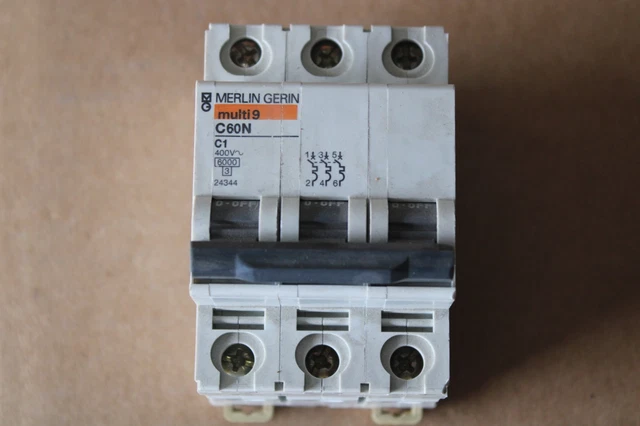 Merlin Gerin, Multi9 C60N, 3 Pole Circuit Breaker, 2 AMP Merlin Gerin, Multi9 C60N, 3 Pole Circuit Breaker, 2 AMP