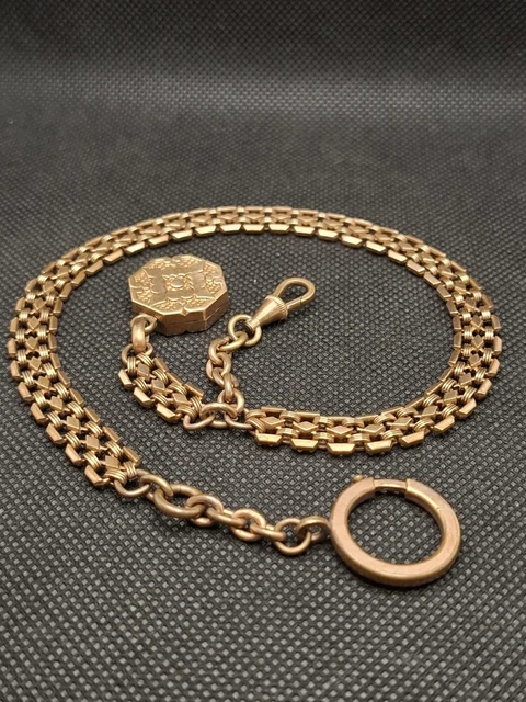 Chaîne De Montre à Gousset Châtelaine Vintage - Plaqué Or, Motif Maille, D'occasion