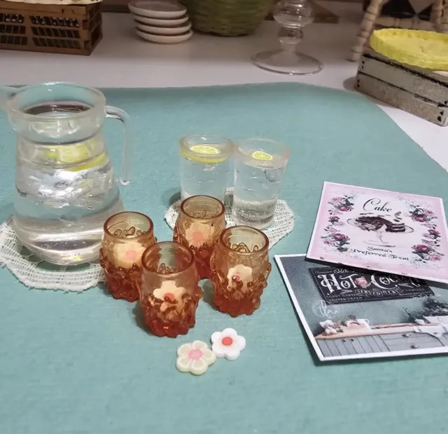 1:12 Dollhouse Miniature Water Pitcher & Cups