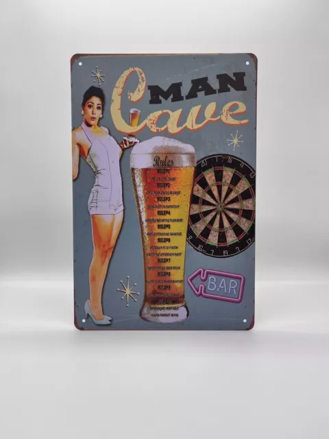 Blechschild Man Cave 20x30cm Nostalgie Retro Reklame Vintage Party Bier Deko Fun