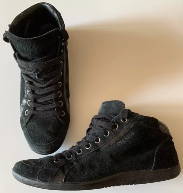 PRADA Sneakers - High-Top Shoes - Suede & Leather - Black - Men's Size US 11