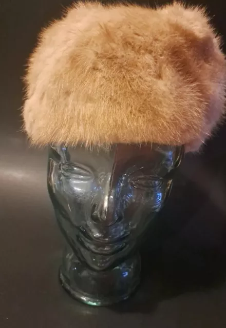 Vtg "Mr Henri" New York Real Fur Hat 1950'S  Blonde Pill Box  Classy!!