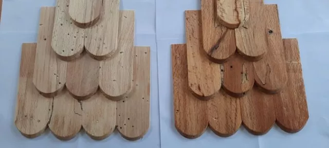 100 Buchenchindeln Holzschindeln Dachschindeln Holzschindel 5x15 rund