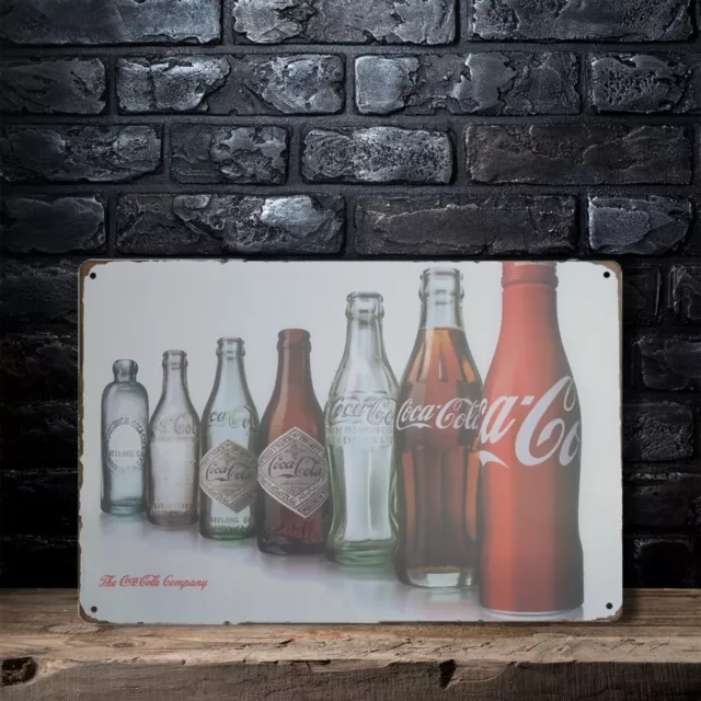 Vtg The Coca Cola Company Soda Cola 7 Bottle Collection Metal Tin Sign Poster