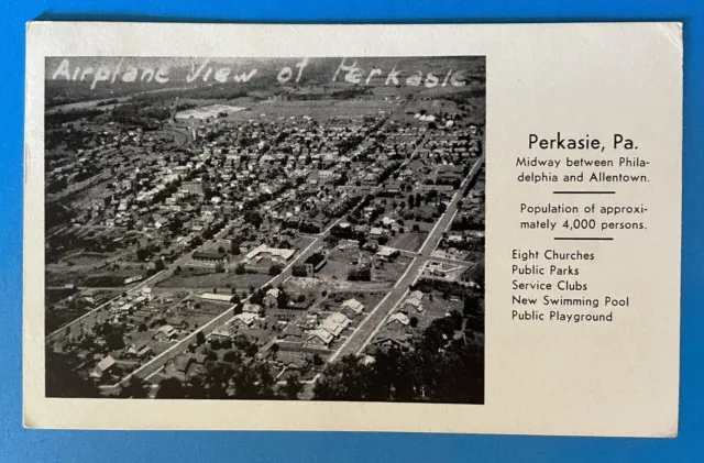 PERKASIE PA Pennsylvania Airplane View 1943 Postcard