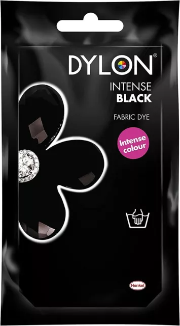 Dylon Intense Black Hand Fabric Dye Sachet Permanent Textile Clothes 50g uk