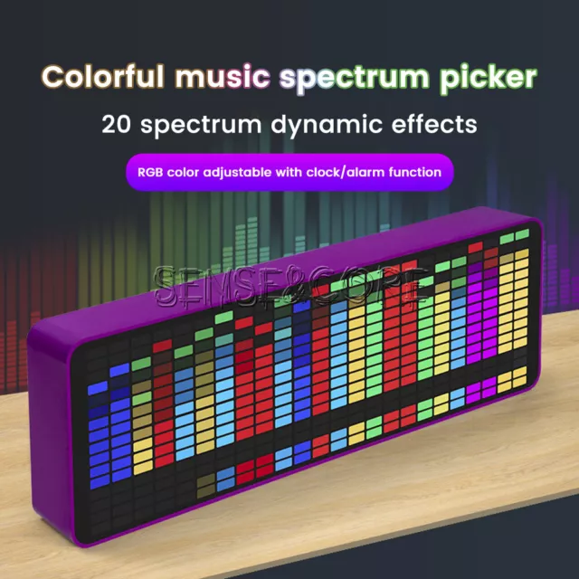 RGB Music Spectrum Display LED Pickup Electronic Clock Rhythm  Atmosphere Light