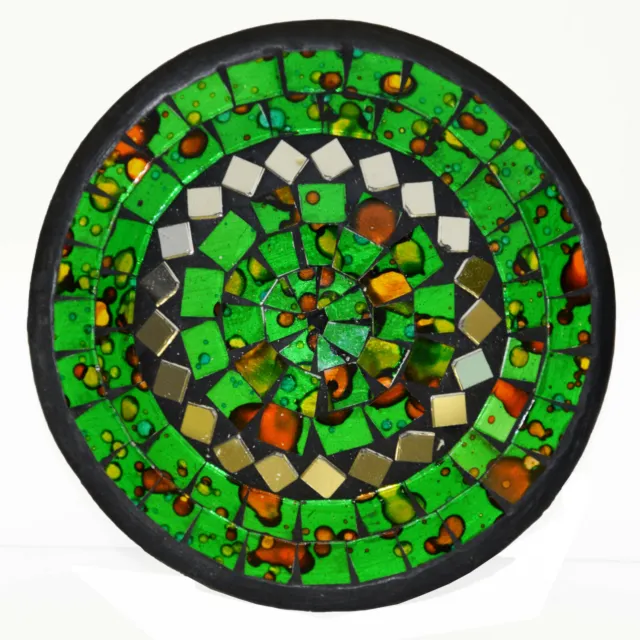 Cuenco de Mosaico Arcilla Tazón Vidrio Decorativo Arte Deco Redondo Espejo M