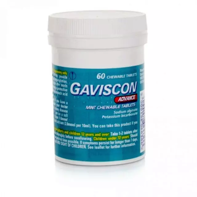 Gaviscon Advance Chewable Tablet - 60 For Indigestion,Acid,Heartburn,mint