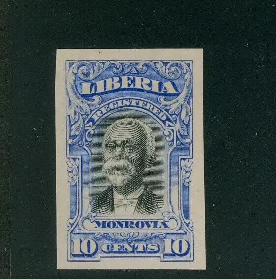 Liberia 1903, 10c Monrovia registration, PROOF in blue on off-white paper  #F13