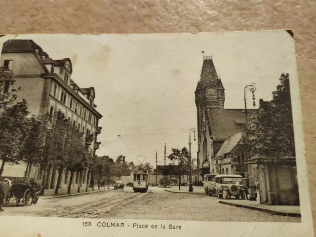 Rare  Cpa Carte Postale - Colmar - Place De La Gare - Haut Rhin 68  Post Card