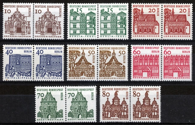 19-586) Berlin Kleine Bauwerke Kompletter Satz in waagerechte Paare postfrisch