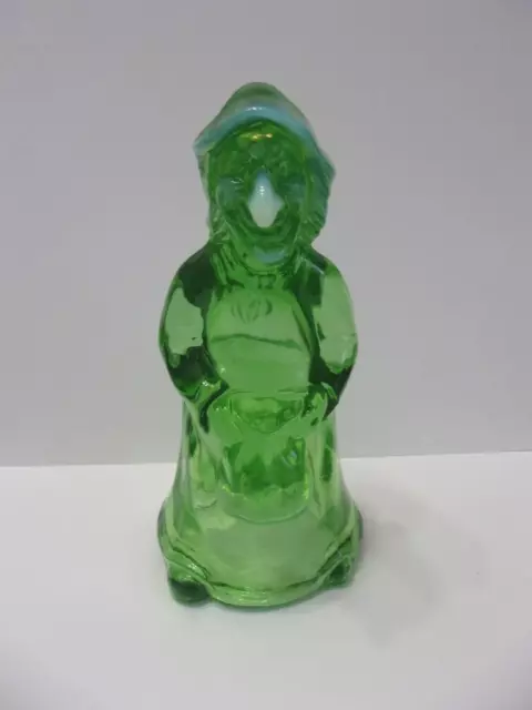 Fenton Glass Green Opalescent Halloween Witch Figurine by Mosser