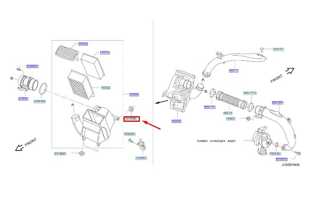 Tuyau Turbocompresseur Silicone MK1 F15 1.5 - Référence 14460-1KB2D 14460-1KB2E 14460-1KB2B - Amélioration Performance Moteur