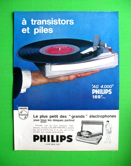 Tourne-disque Portable Philips AG 4000 - 1963 - 33/45/78 Tours - Vintage Fonctionnel