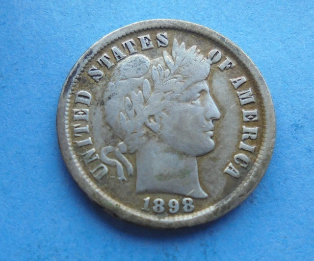 United States, 1898 Barber One Dime, as shown.