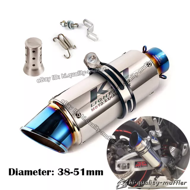 38~51mm Universal Motorcycle ATV Exhaust Muffler Pipe DB Killer Stainless Steel