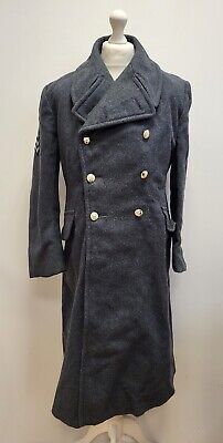 Ll172 Mens Military Raf Blue Heavy Wool Collared Double Breasted Overcoat Uk M