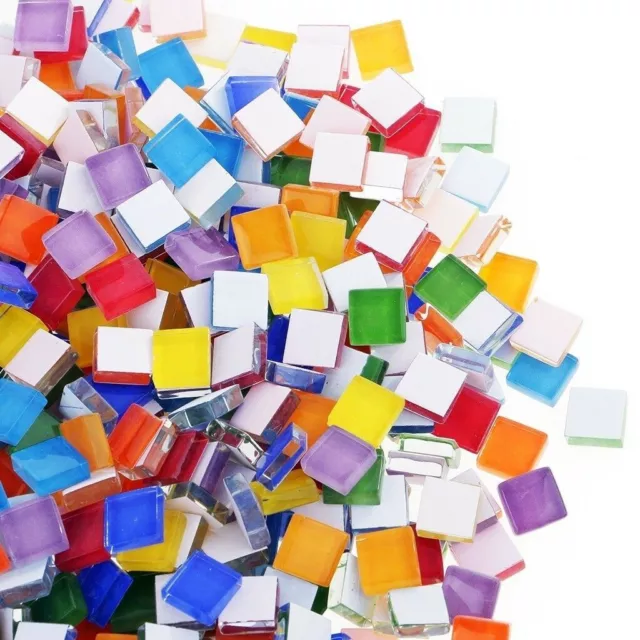 100 Pcs Mixed Assorted Color Square Glass Mosaic Tiles For DIY Crafts Art Set 3