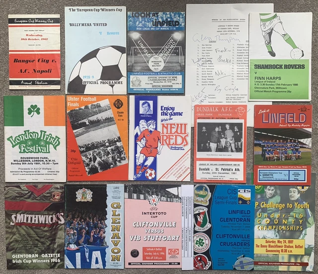 IRISH FOOTBALL PROGRAMME COLLECTION Memorabilia SOCCER Job Lot Northern
