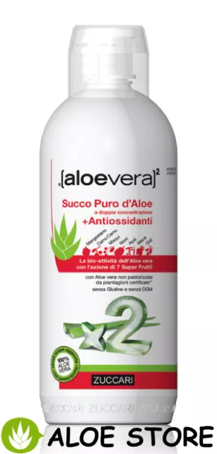 ZUCCARI Aloe Vera x2 1x Jus De Pur D' Aloe Avec Antioxydants 1000ml - 7 Frutti