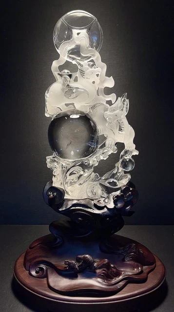Chinese Exquisite Handmade Brave Troops Carving Natural Crystal Statue