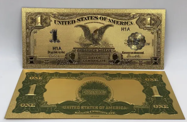 A ☆ GEM 1899 "GOLD"$1 SILVER CERTIFICATE BLACK EAGLE Rep.*Banknote!