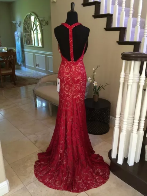 $830 Nwt Ruby Trumpet Lace Jovani Prom/Pageant/Formal Dress/Gown #25117 Size 8