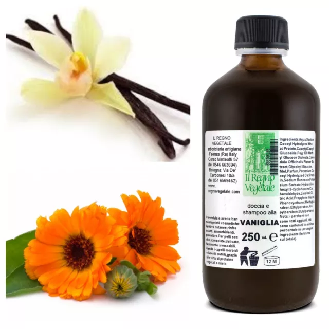 Doccia Shampoo VANIGLIA e CALENDULA Nutriente Addolcente PELLE CAPELLI SECCHI