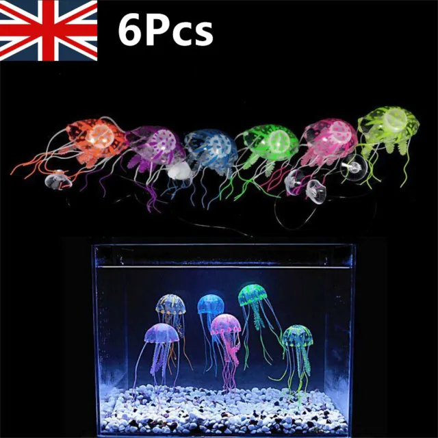 6pack Floating Jelly Fish Glowing Effect Aquarium Tank Artificial Decoration