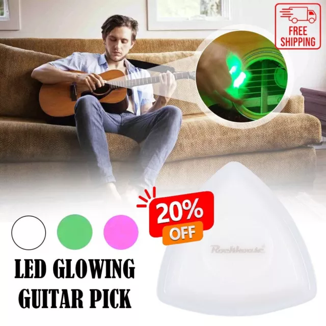 LED Glowing Guitar Pick Touch-Luminous Electric Guitar Ukulele Bass Plectrum HOT