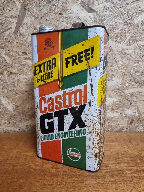 VINTAGE CASTROL GTX Motor Oil Can Tin 1/2 Litre Free Liquid Engineering ...